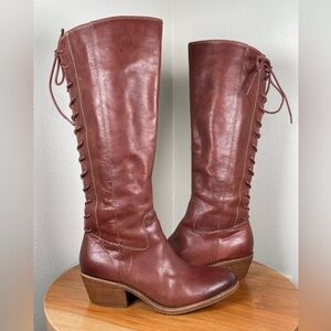 Women’s Sofft Sharnell Heel Waterproof Dark Brown Size 8 Back Lace Up Side Zip